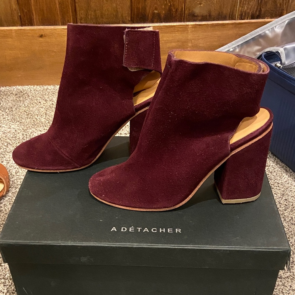 6 A Detacher leather suede heels Burgundy Ankle Booties